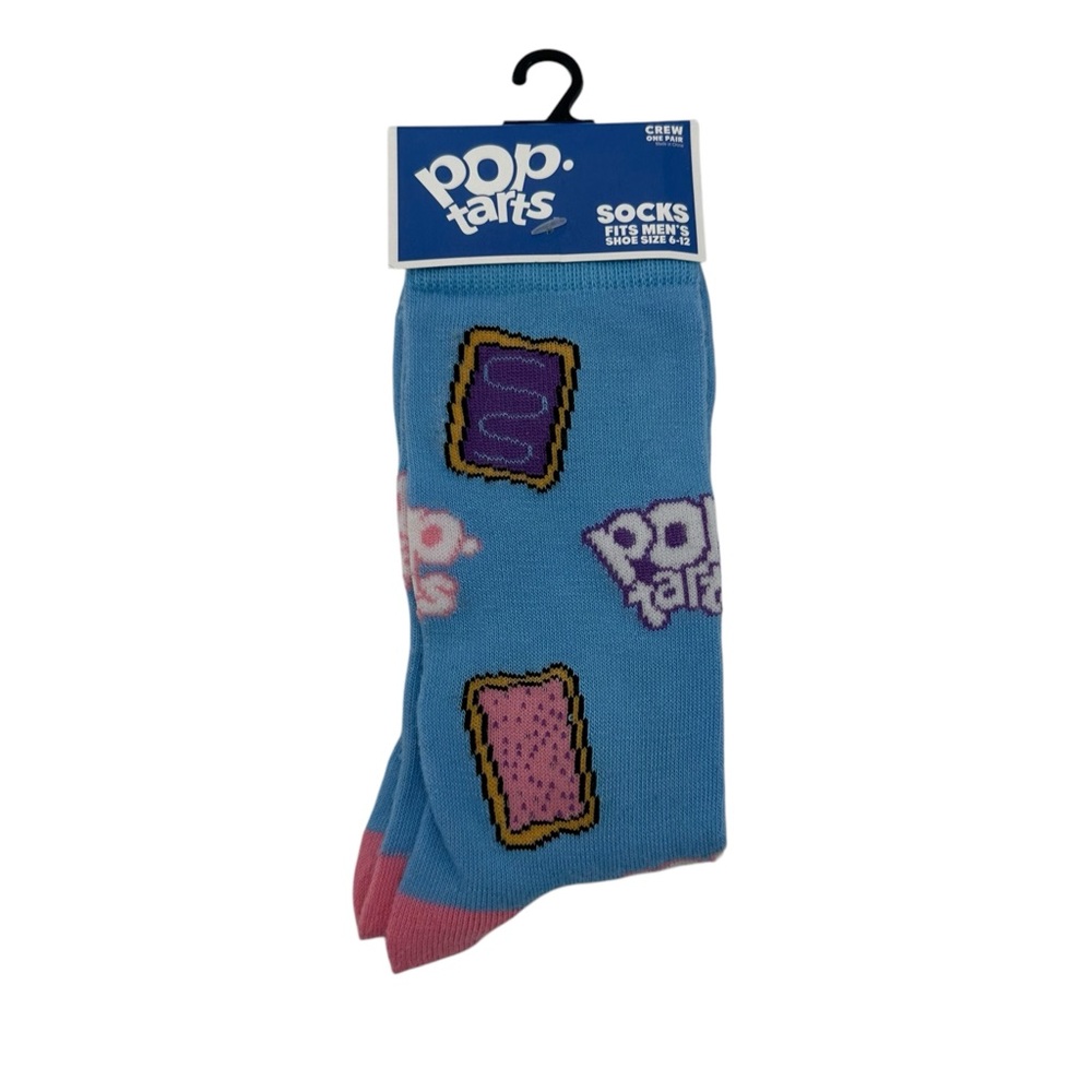 NEW Pop Tarts Wacky Crazy Fun Funky Crew Long Socks Blue Mens 6-12